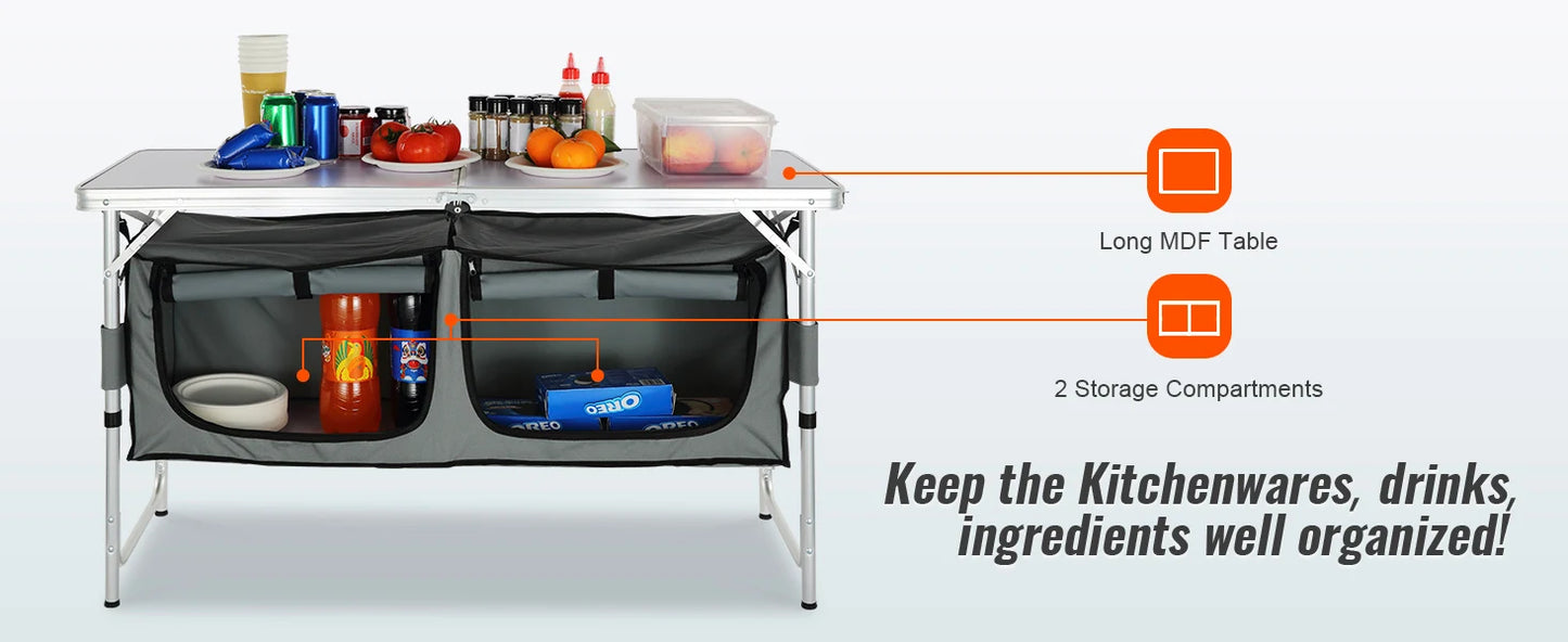 Camping Kitchen Table Quick set-up Folding Camping Table MDF Camping Table for Outdoor Picnics BBQ Camping RV Traveling