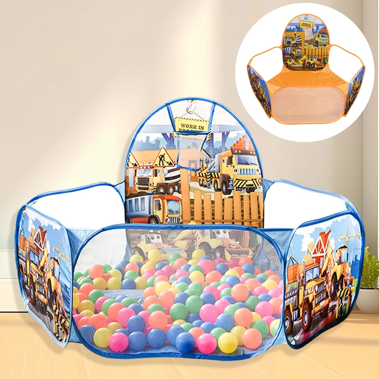 Kids Engineering Car Ball Pit – Cartoon Design with Shooting Game
