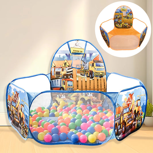 Kids Engineering Car Ball Pit – Cartoon Design with Shooting Game