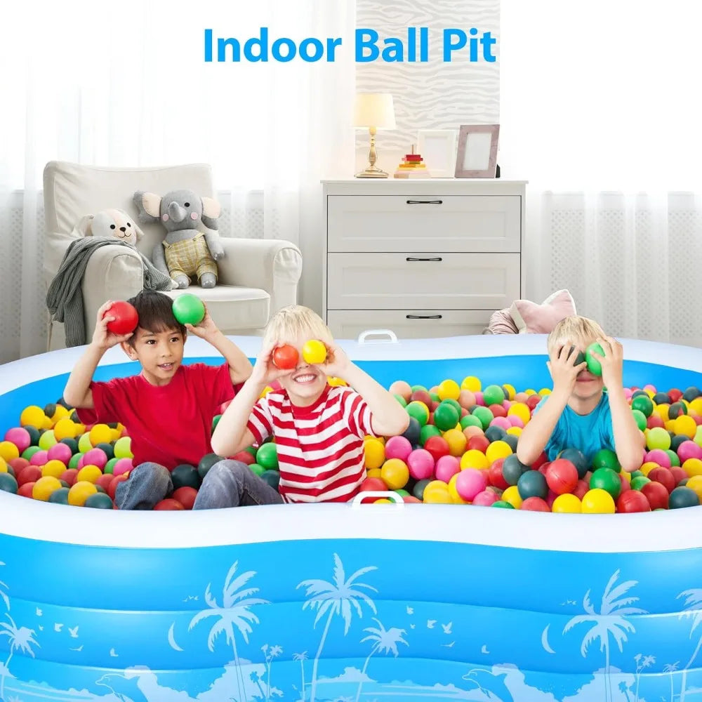 Large Inflatable Pool – Extra Durable with Seats & Handles for Outdoor Use