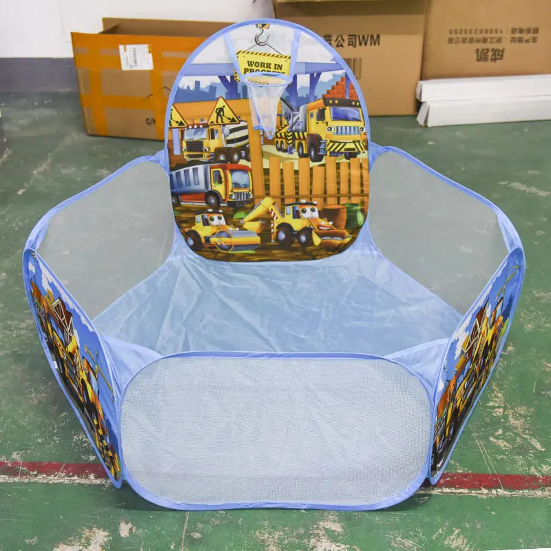 Kids Engineering Car Ball Pit – Cartoon Design with Shooting Game