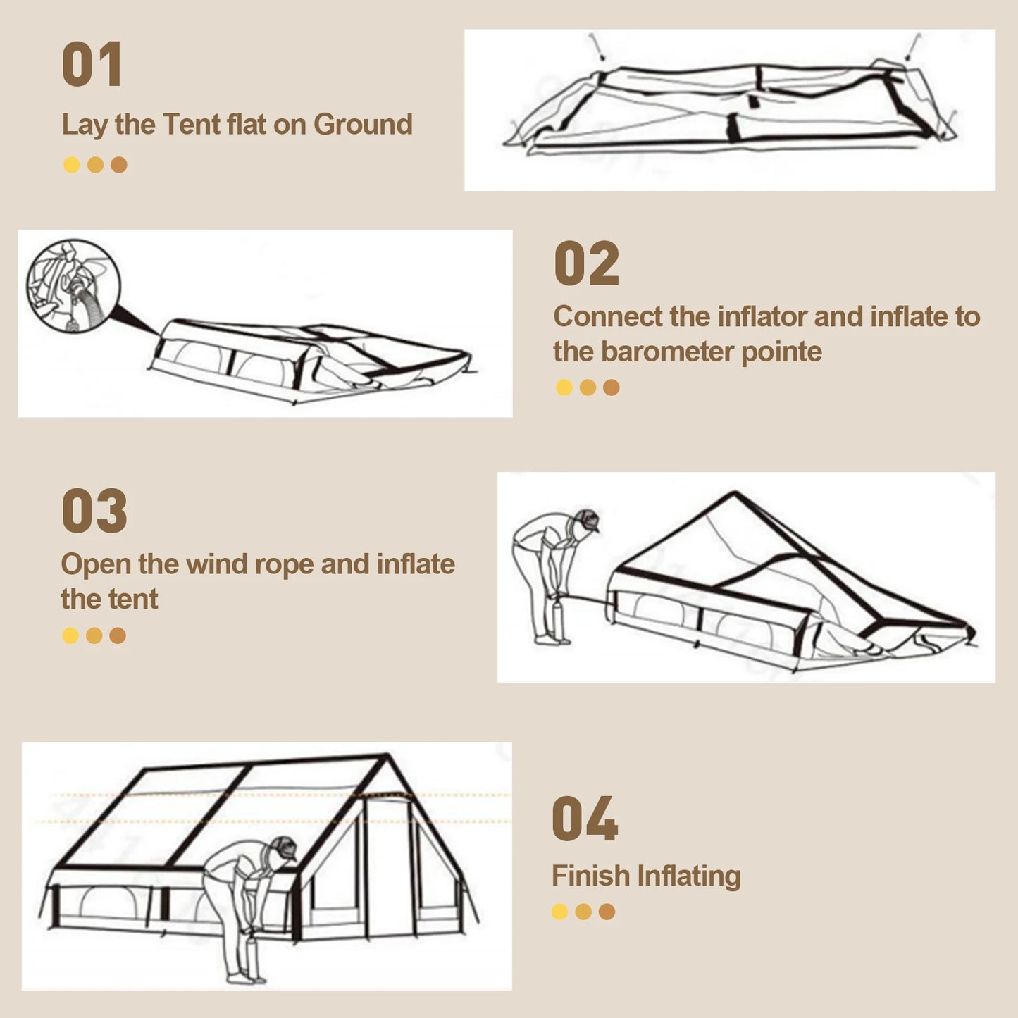 80.7 Square Feet Inflatable Tent with Air Conditioning Vent,4 Season Glamping Blow up Tent for Camping,Waterproof Oxford Fabric