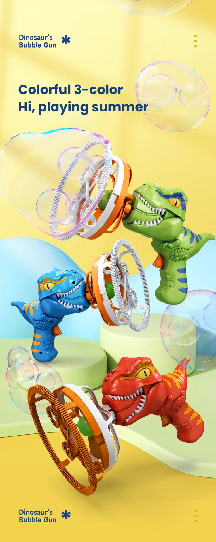 2-in-1 Dinosaur Bubble Gun – Electric Bubble Blower for Kids’ Outdoor Play