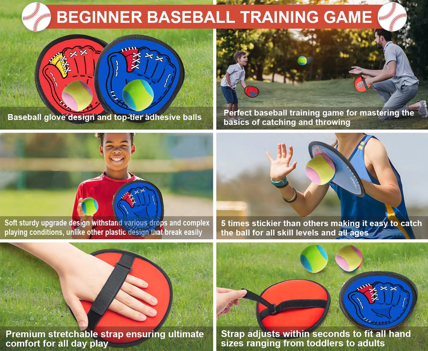 4-Set Sticky Ball Catch Game – Outdoor Throw & Catch Toy for Kids & Parents