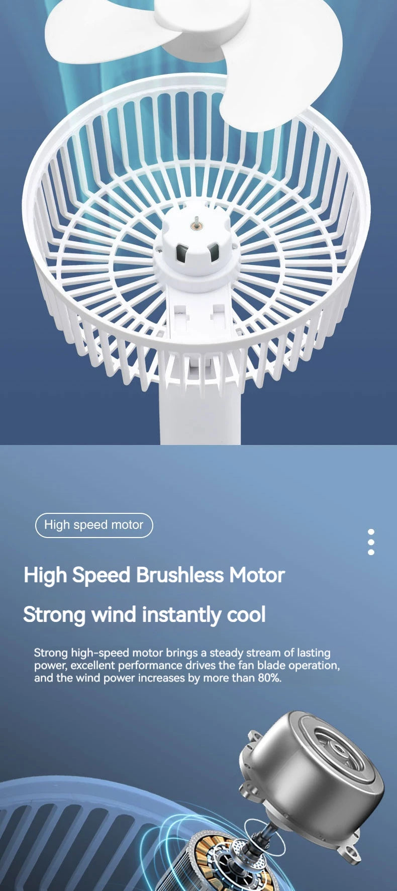 Handheld Fan with Detachable Base – Clip-On, Office & Outdoor Use
