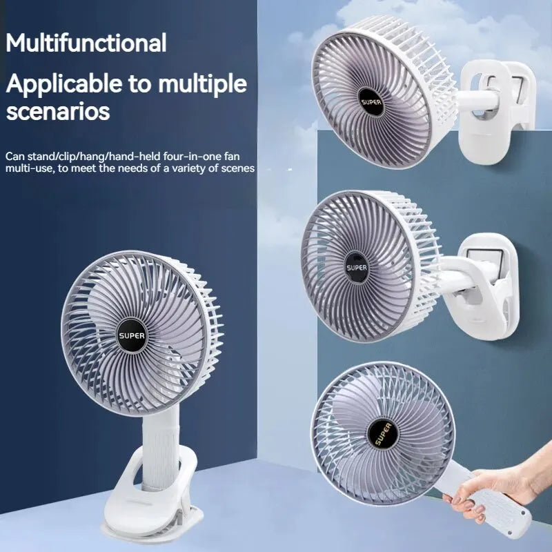 Handheld Fan with Detachable Base – Clip-On, Office & Outdoor Use