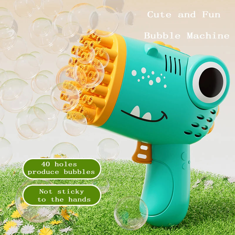 Dinosaur Bubble Gun – 40-Hole Automatic Bubble Machine (No Battery or Bubble Water Included)