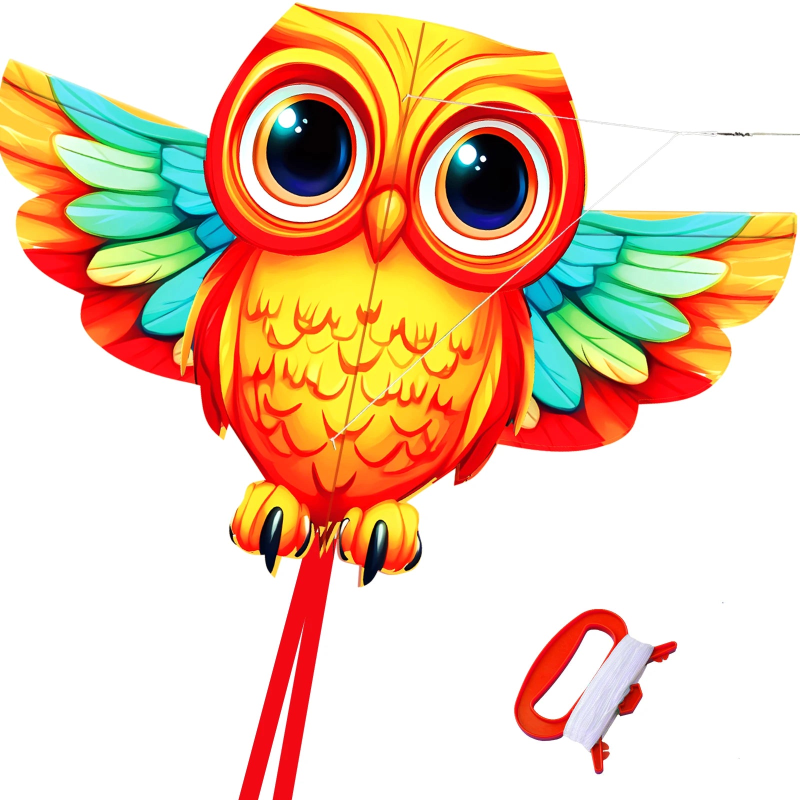 New Outdoor Fun Sports Owl Kite With Handle And String For Kids Beach Toys Good Flying