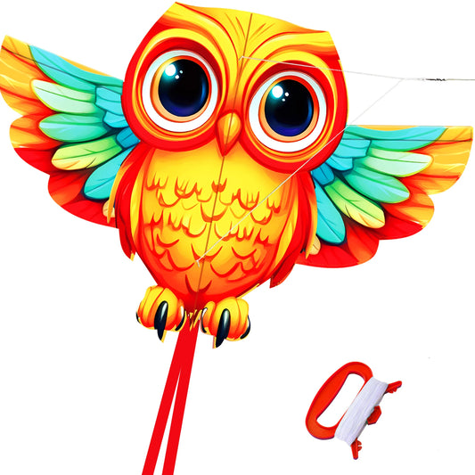 New Outdoor Fun Sports Owl Kite With Handle And String For Kids Beach Toys Good Flying
