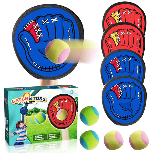 4-Set Sticky Ball Catch Game – Outdoor Throw & Catch Toy for Kids & Parents