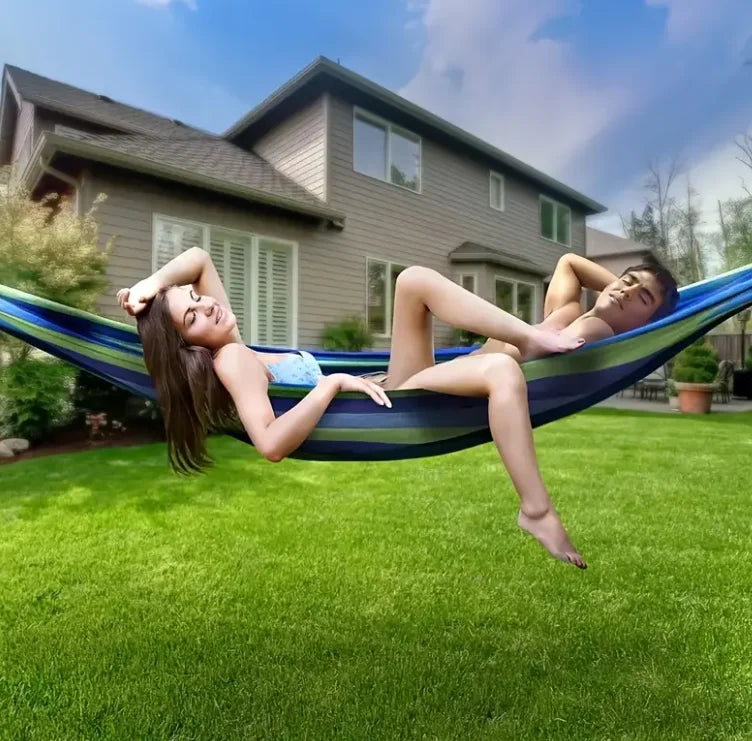 Portable Camping Hammocks, Hammock for Outside, Hanging Sturdy & Comfortable Garden Fabric Hammock with Tree Straps, Up to 440 l