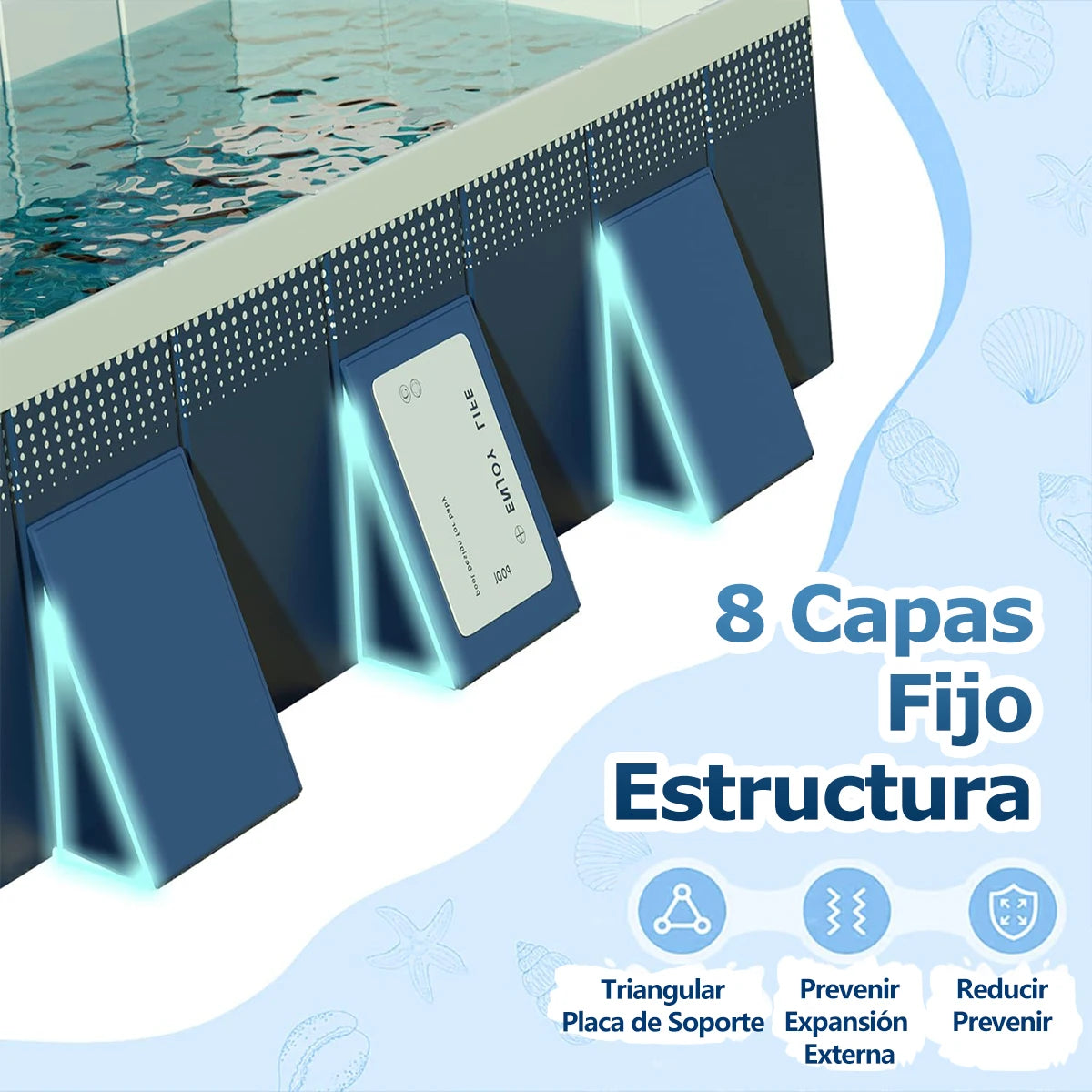 Foldable Family Pool – 2.6/3m Large Rectangular, Non-Inflatable, Easy Setup