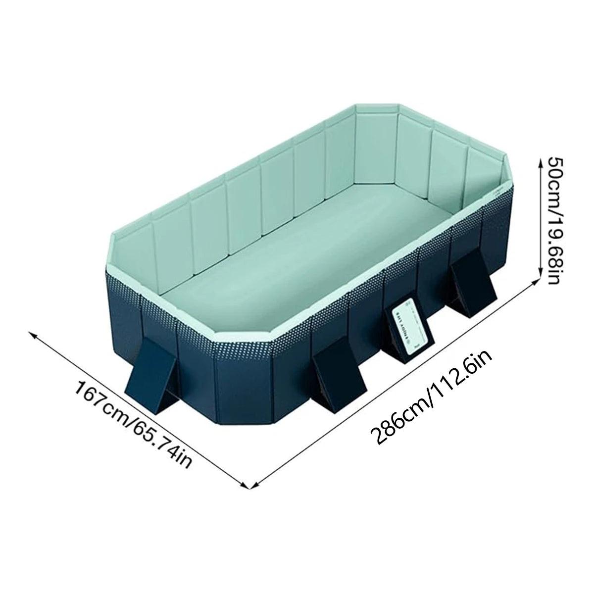 Foldable Family Pool – 2.6/3m Large Rectangular, Non-Inflatable, Easy Setup