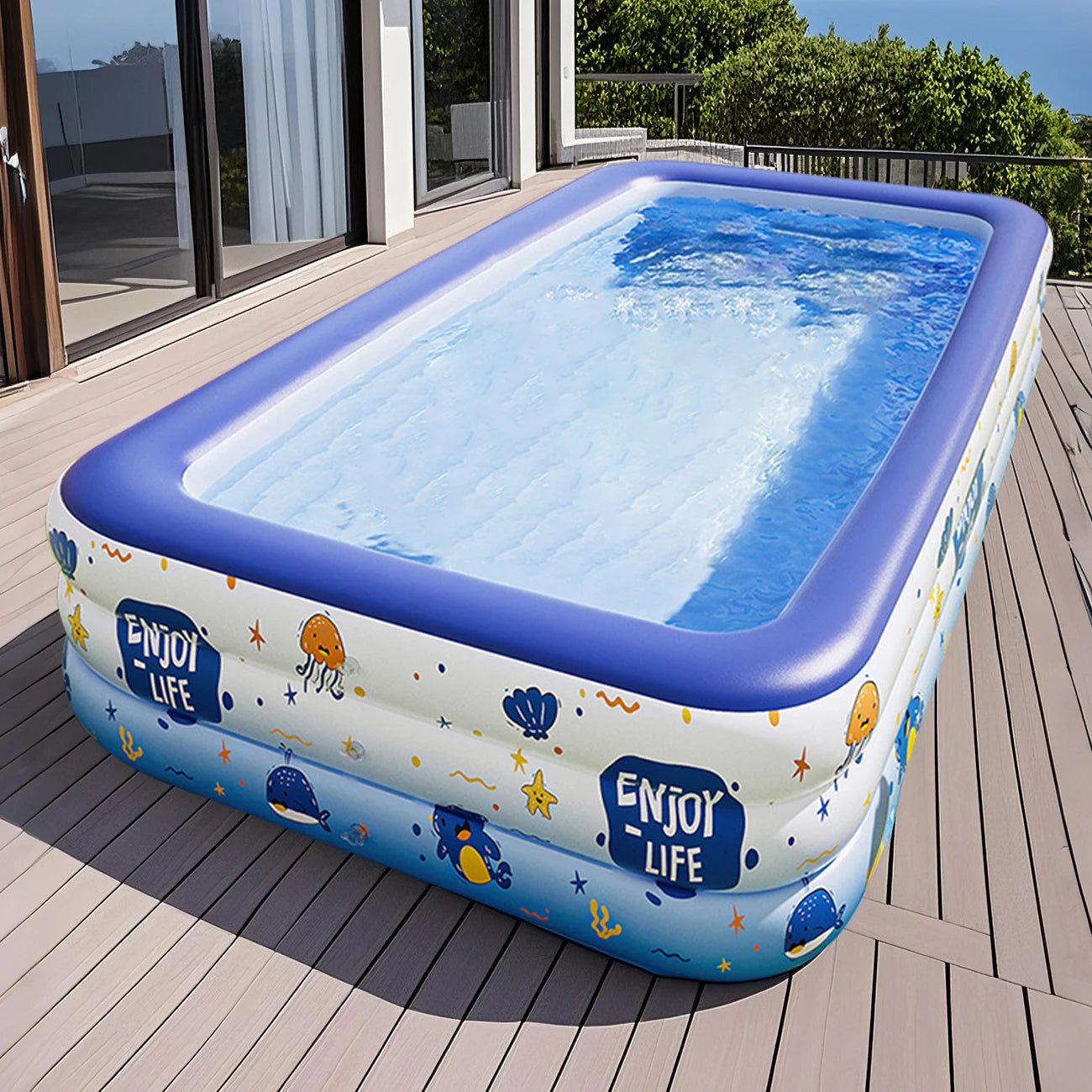 Large Inflatable Swimming Pool – Backyard Family Fun with Vibrant Design