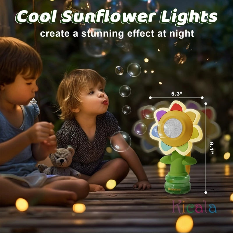 Flower Bubble Gun – LED Light Bubble Blower for Kids’ Outdoor Play & Parties