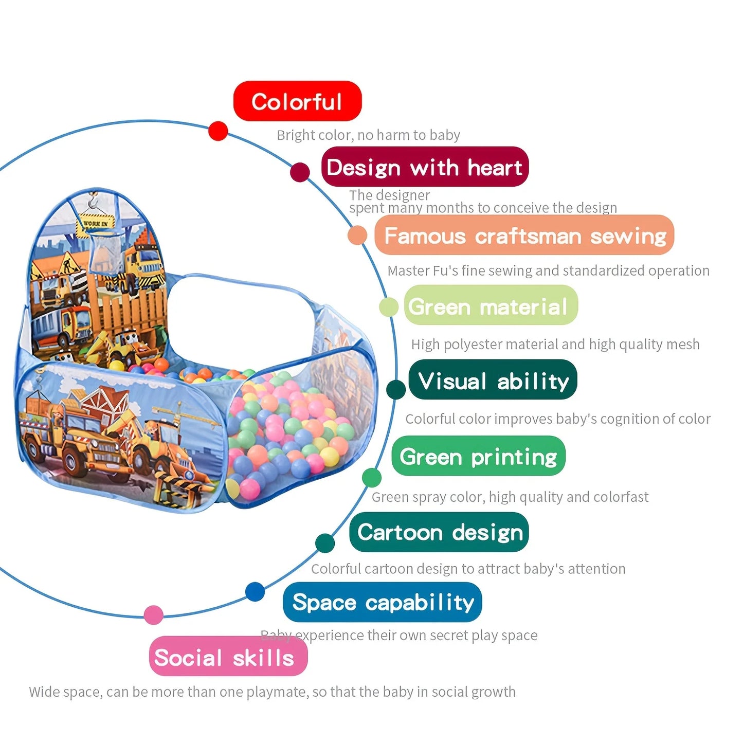 Kids Engineering Car Ball Pit – Cartoon Design with Shooting Game