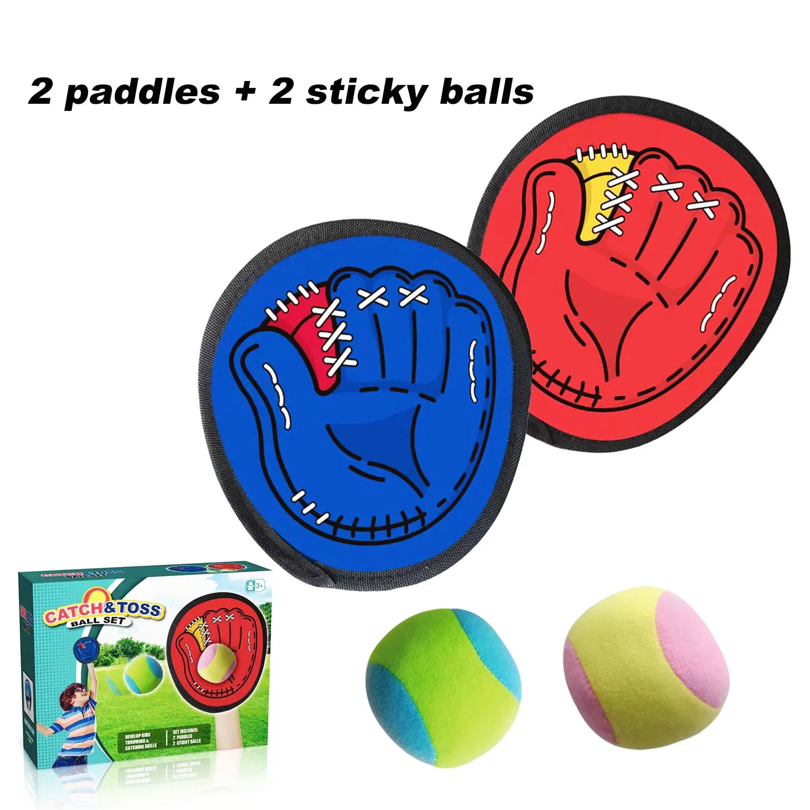 4-Set Sticky Ball Catch Game – Outdoor Throw & Catch Toy for Kids & Parents