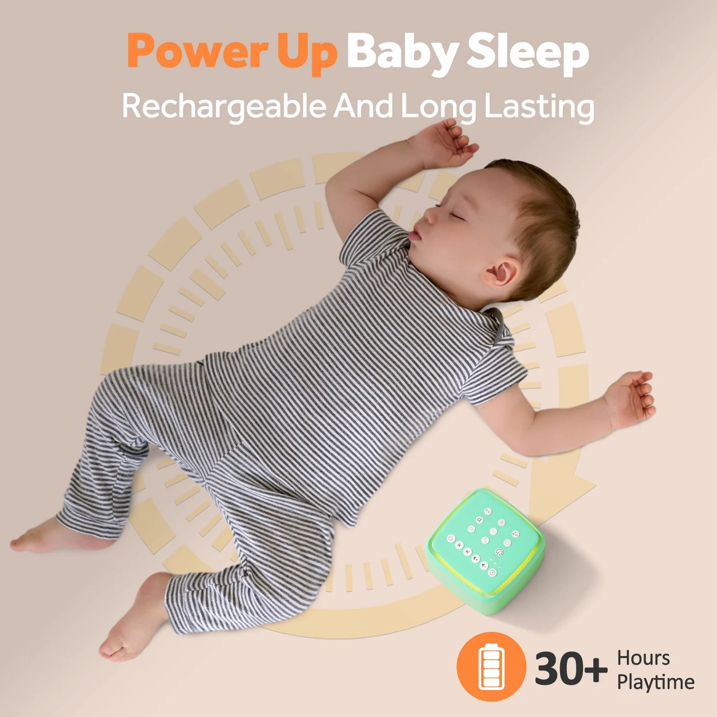 White Noise Machine,30 Soothing Sounds and Warm Light for Sleeping,Powerful Battery 30 Hour Play Sound Machine for Baby Adults