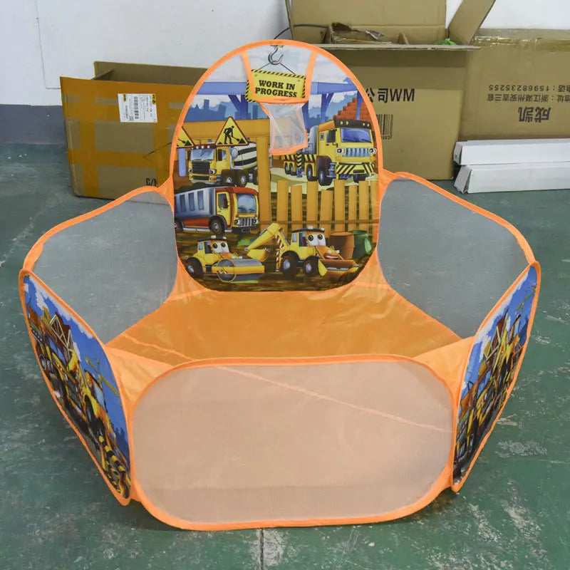 Kids Engineering Car Ball Pit – Cartoon Design with Shooting Game