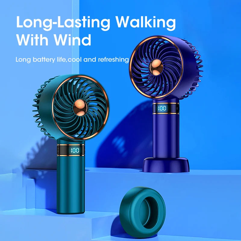 Handheld Mini Fan – Portable USB Fan, 5000mAh Battery & Digital Display