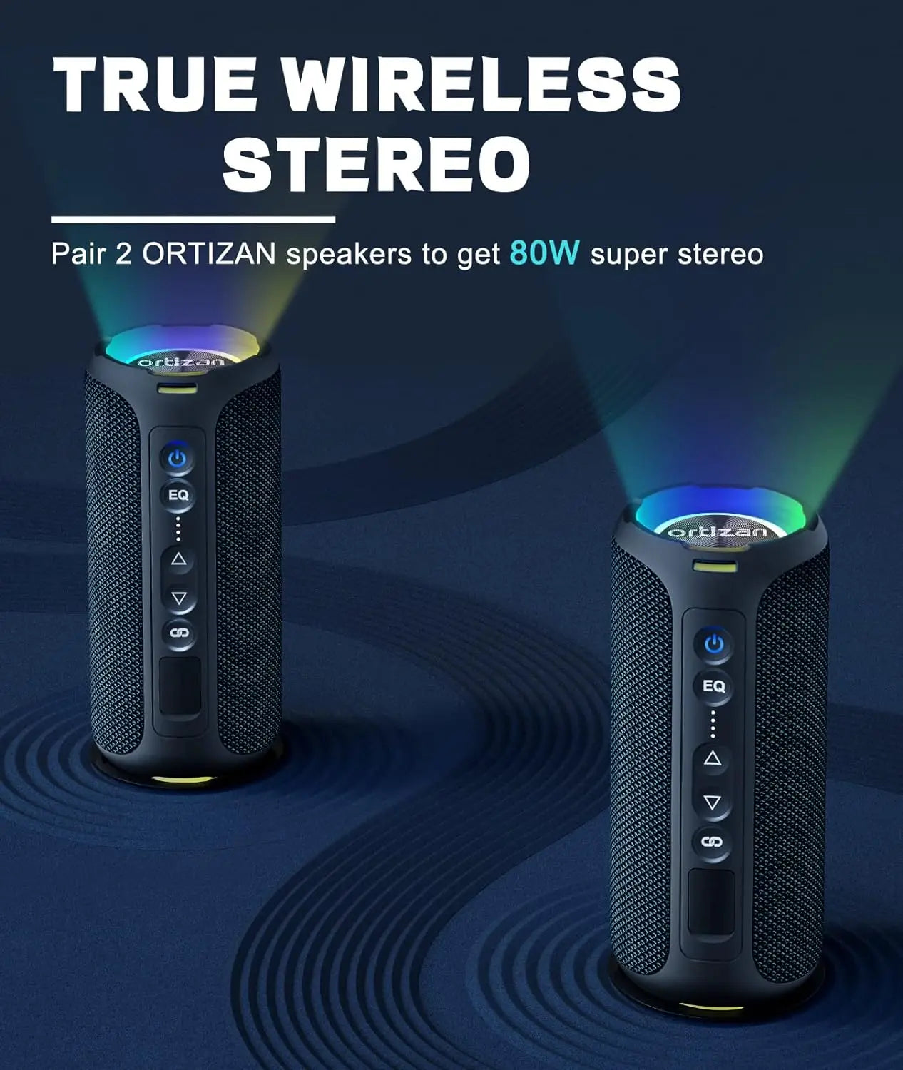 Ortizan X8 Pro Bluetooth Speaker – 40W Stereo, IPX7, 30H Playtime, Color Lights