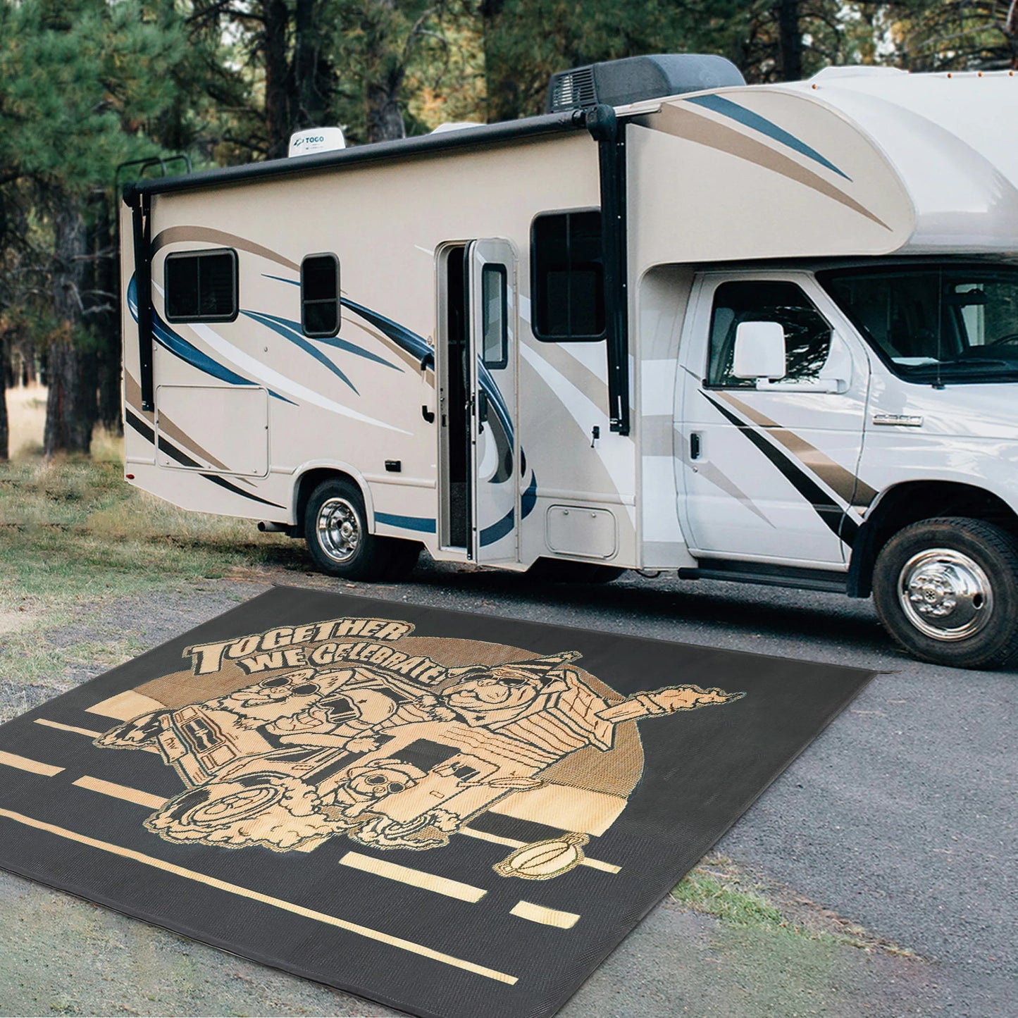 FXW Let's ROLL RV Rug – Designed for RV Adventures with Your Dogs, Full Coverage Across Campsite