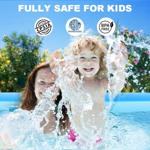 Upgraded Inflatable Pool – Durable Family Pool with Solar Lights (Blue)
