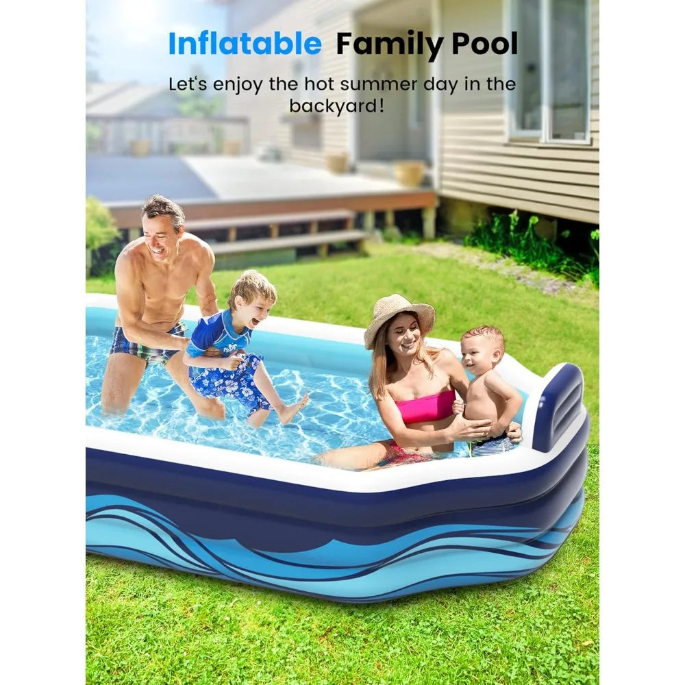 Oversized Inflatable Pool – Family Swimming Pool with Seats & Backrests