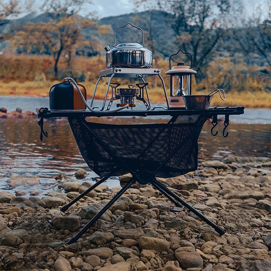 Folding Camping Table Aluminum Lightweight Portable Table with Storage Mesh Bag for Outdoor Backyard Picnic BBQ Hiking
