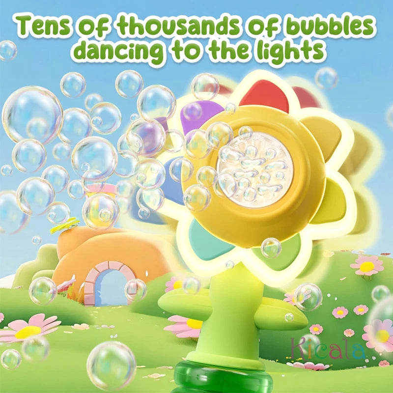 Flower Bubble Gun – LED Light Bubble Blower for Kids’ Outdoor Play & Parties