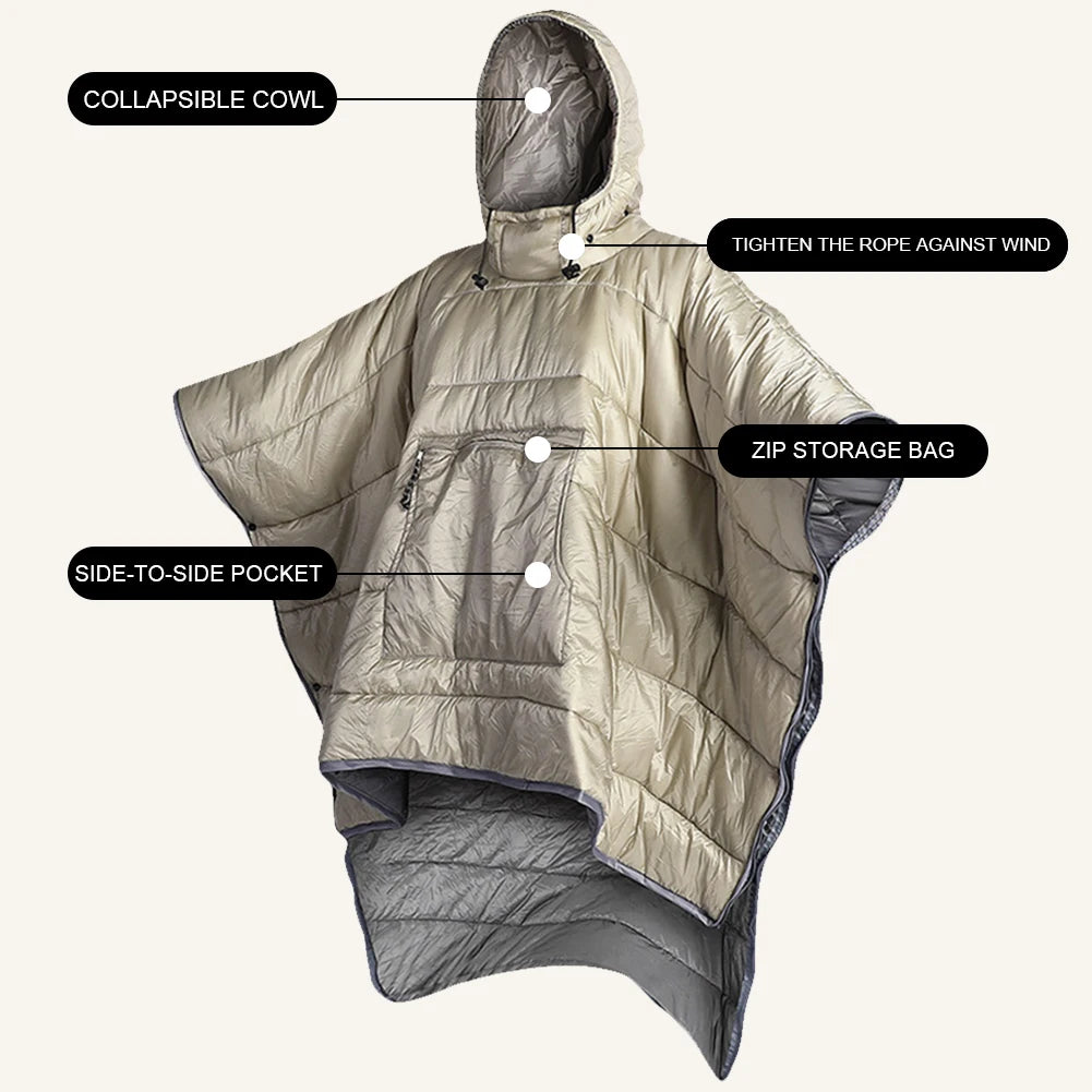 Poncho Coat for Adults Waterproof Backpacking Sleeping Bag Portable Ultralight Cotton Sleeping Bag for Camping Hiking & Outdoors