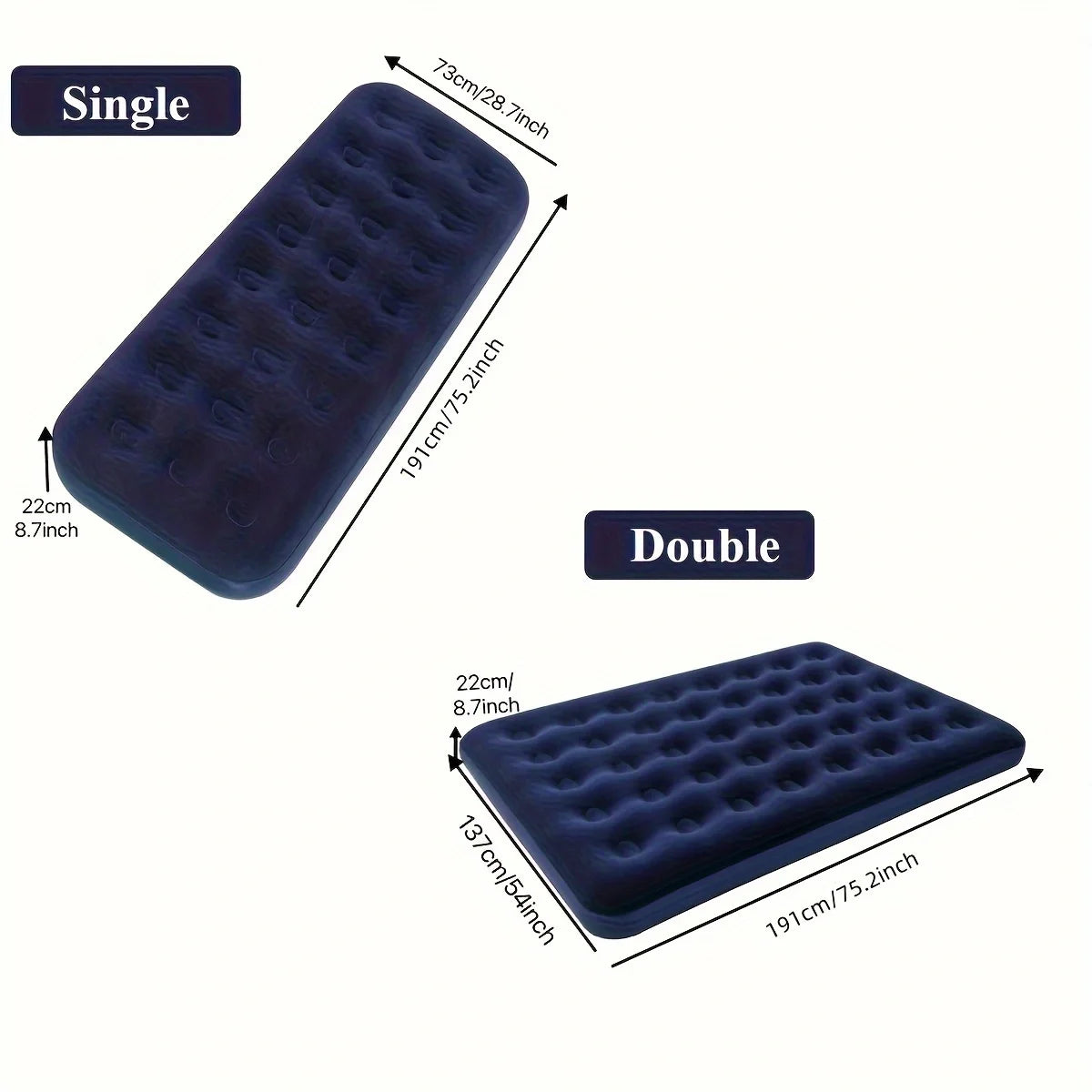 Inflatable Air Mattress – Twin/Queen, Indoor/Outdoor Use, Fast Inflation