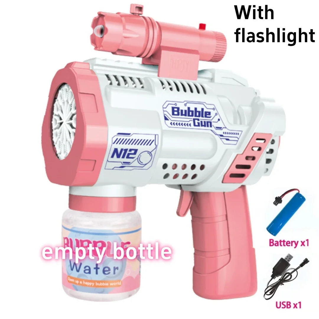 Gatling Bubble Gun – Automatic Electric Bubble Machine with LED Lights