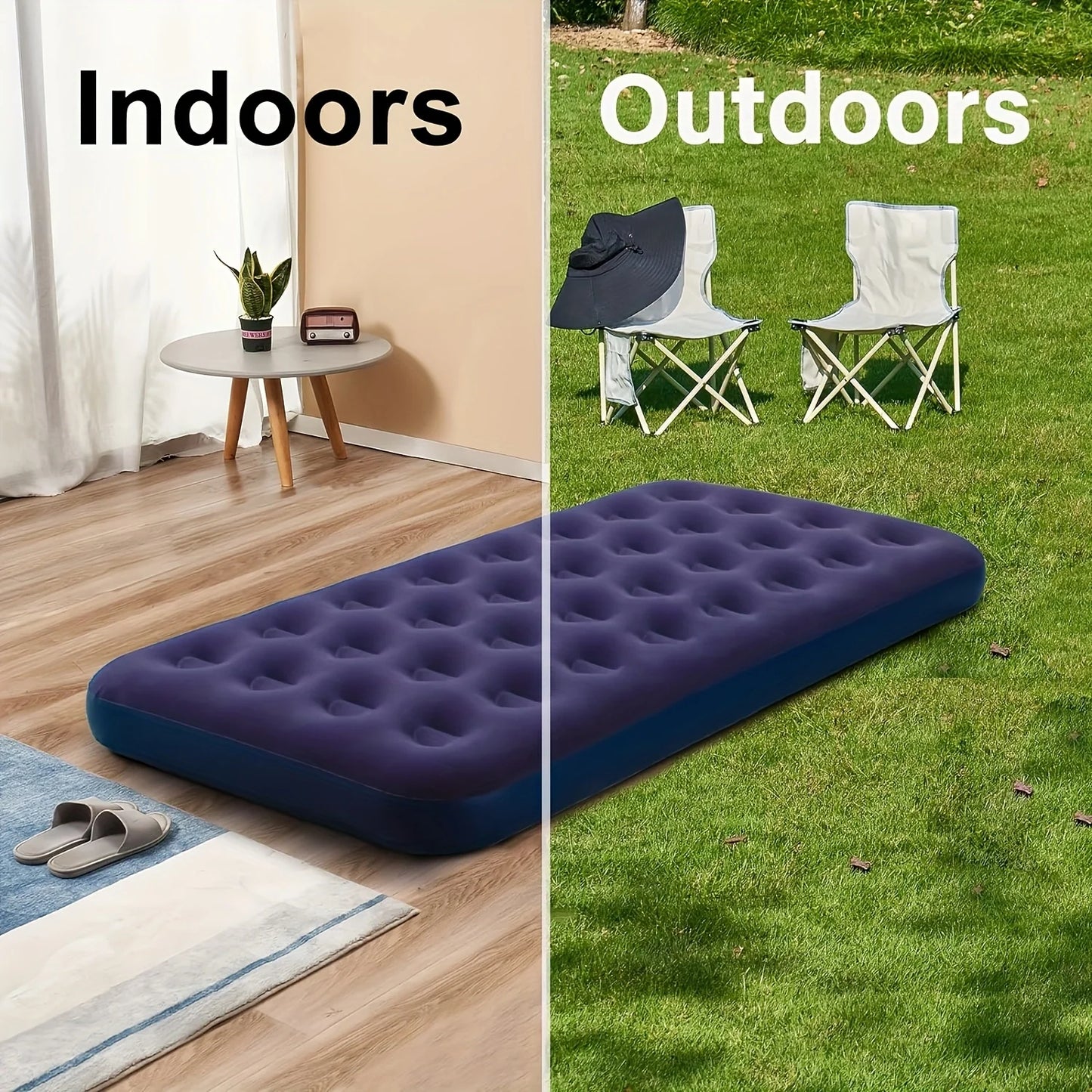 Inflatable Air Mattress – Twin/Queen, Indoor/Outdoor Use, Fast Inflation