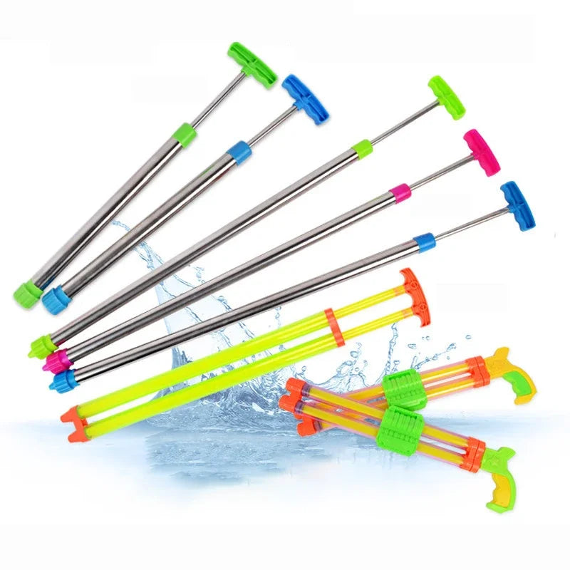 Stainless Steel Water Shooter – Pull-Type Beach & Pool Toy for Kids
