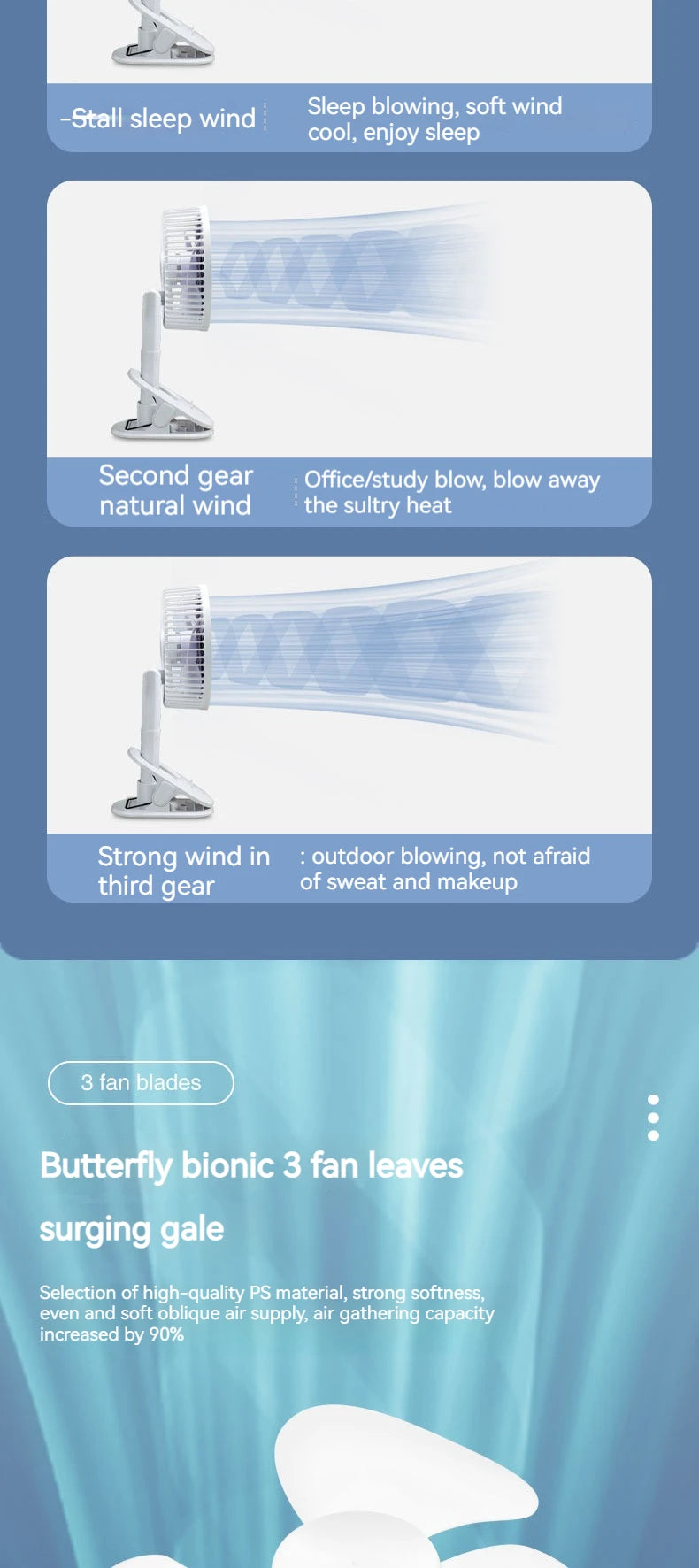 Handheld Fan with Detachable Base – Clip-On, Office & Outdoor Use