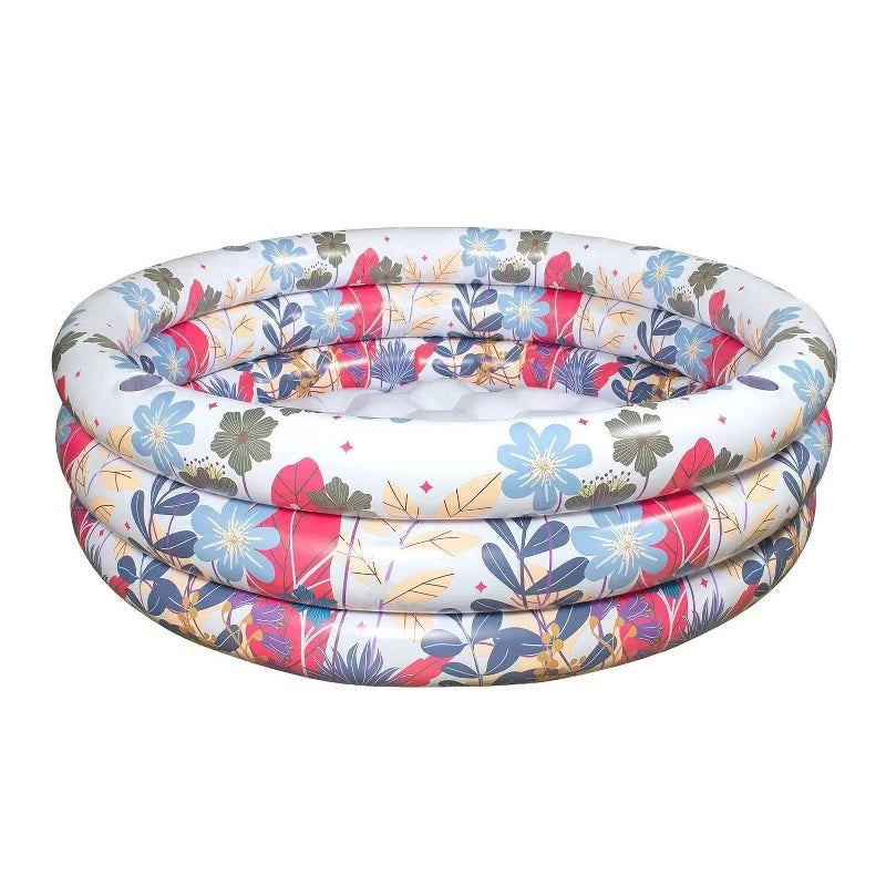 66”x18” Round Inflatable Pool – 3-Ring Kiddie Pool for Backyard & Garden