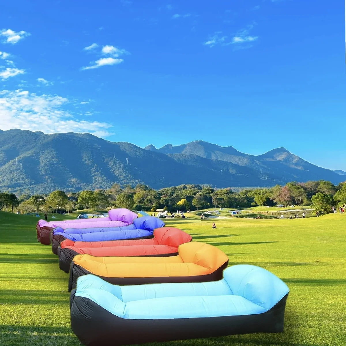 Inflatable Lounge Chair with Pillow – Waterproof, Portable, Includes Carry Bag