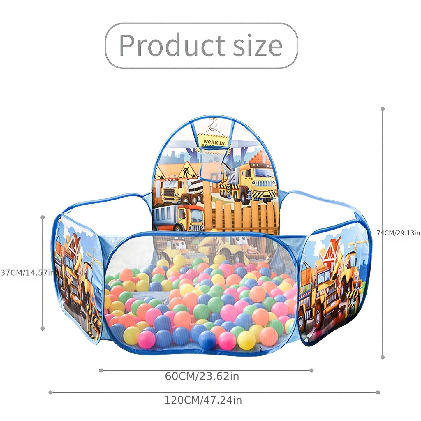 Kids Engineering Car Ball Pit – Cartoon Design with Shooting Game