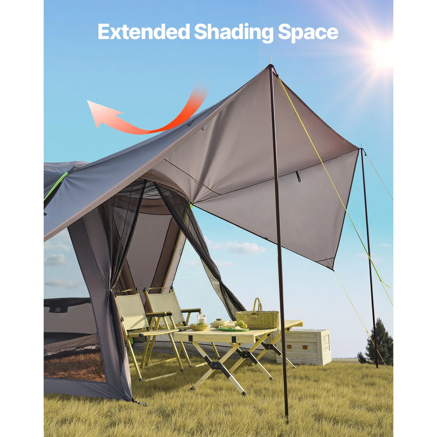 SUV Tent for Camping Waterproof PU2000mm Spacious Double Layer Design SUV Tent with Shade Awning and Mesh Windows