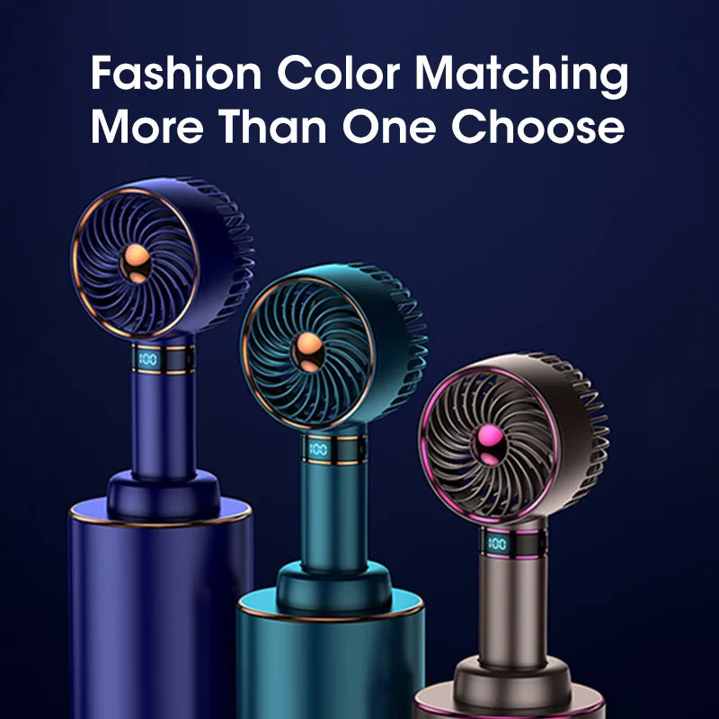Handheld Mini Fan – Portable USB Fan, 5000mAh Battery & Digital Display