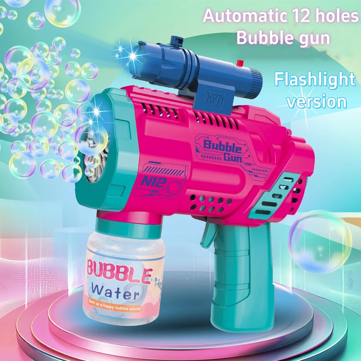 Gatling Bubble Gun – Automatic Electric Bubble Machine with LED Lights