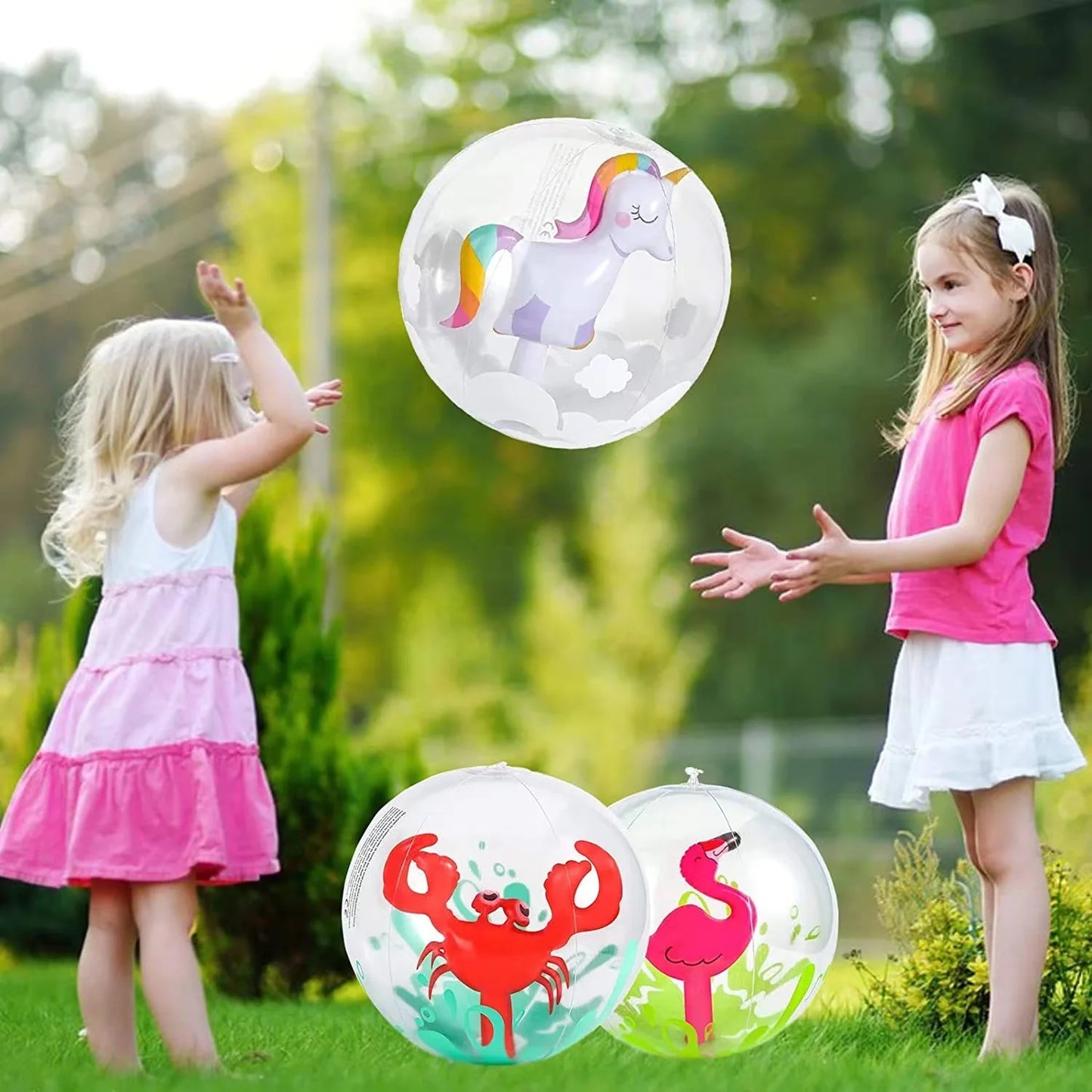 Inflatable Pool Toys – Unicorn, Flamingo, Beach Ball & Swim Ring Set