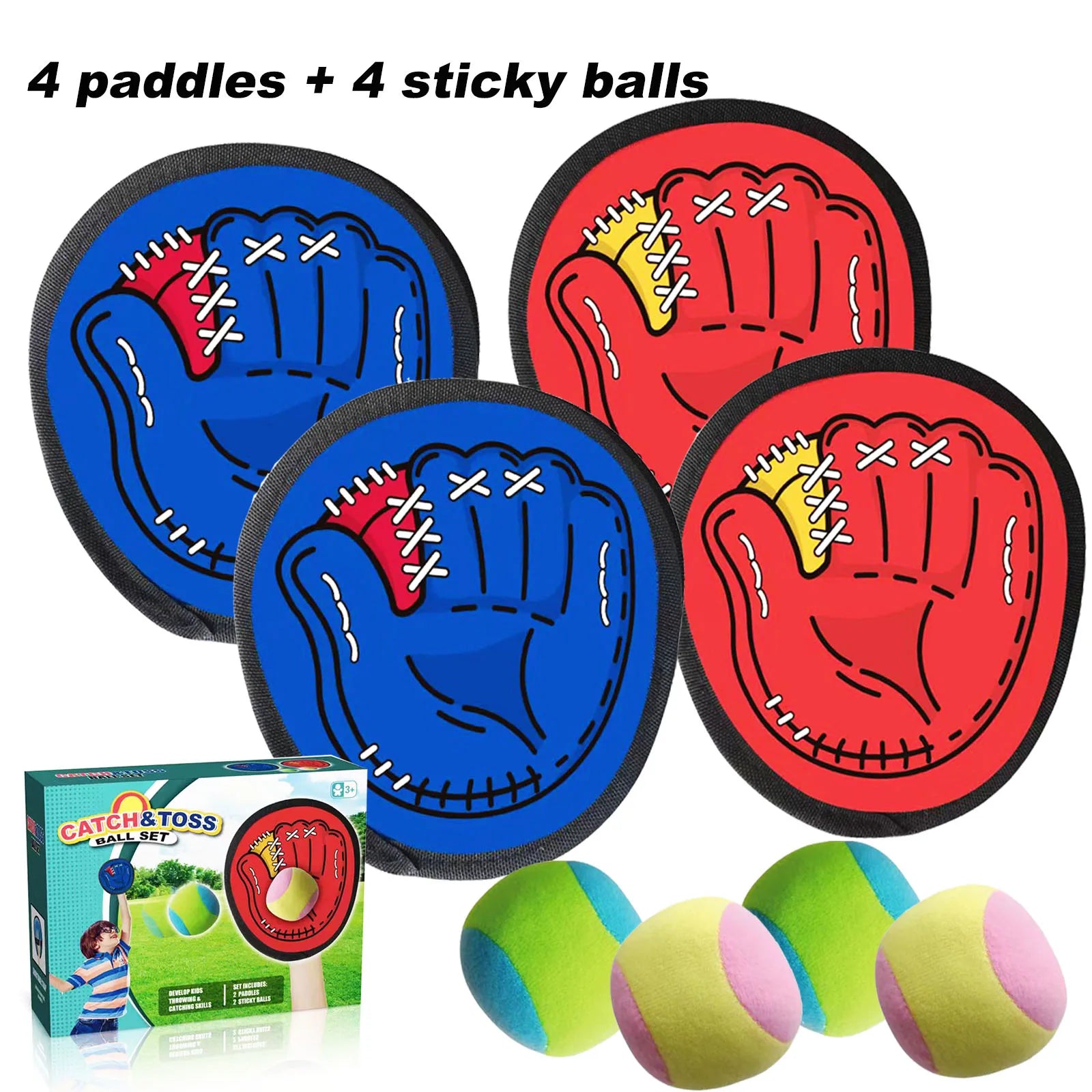 4-Set Sticky Ball Catch Game – Outdoor Throw & Catch Toy for Kids & Parents