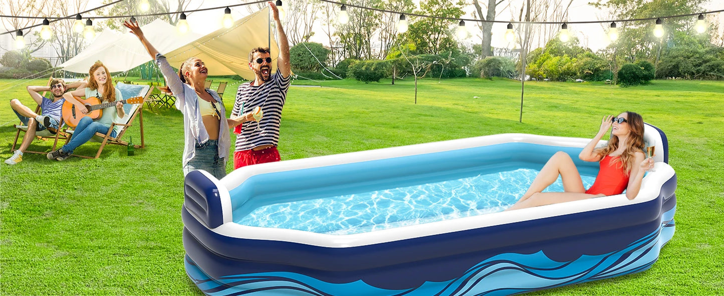 Oversized Inflatable Pool – Family Swimming Pool with Seats & Backrests