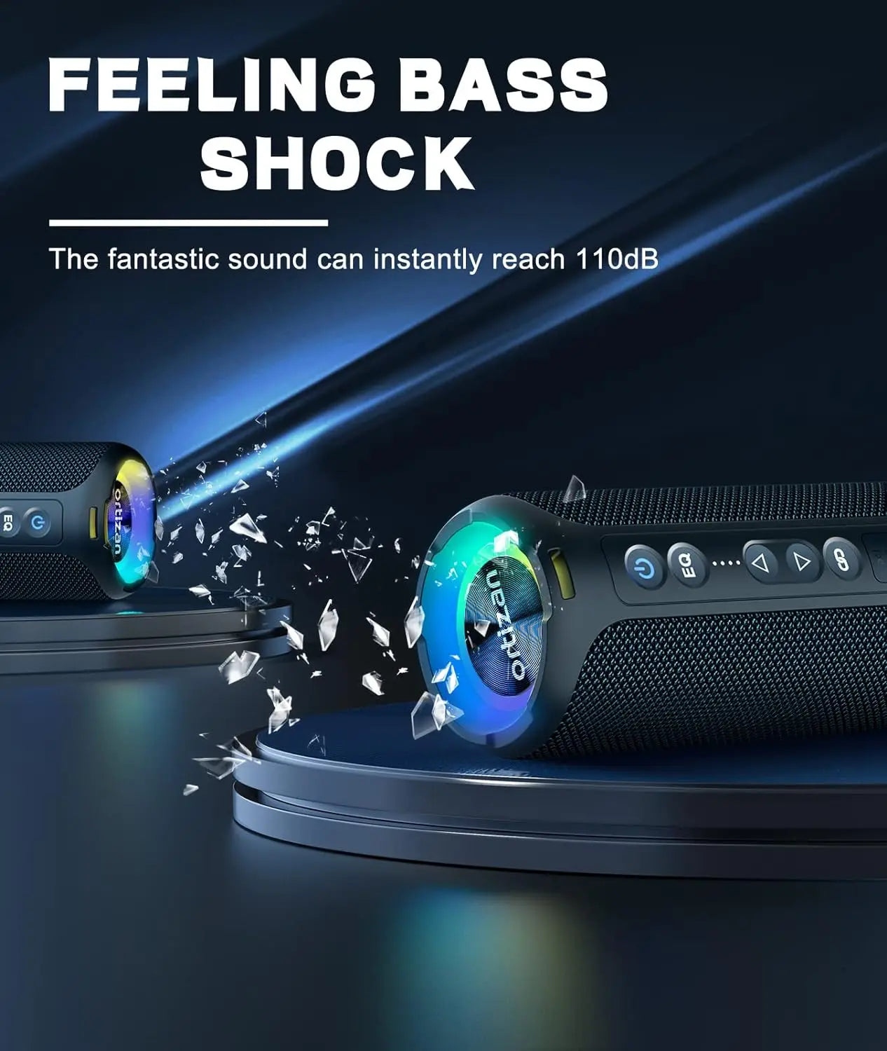 Ortizan X8 Pro Bluetooth Speaker – 40W Stereo, IPX7, 30H Playtime, Color Lights
