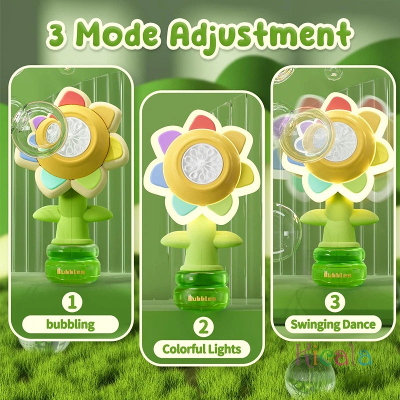 Flower Bubble Gun – LED Light Bubble Blower for Kids’ Outdoor Play & Parties