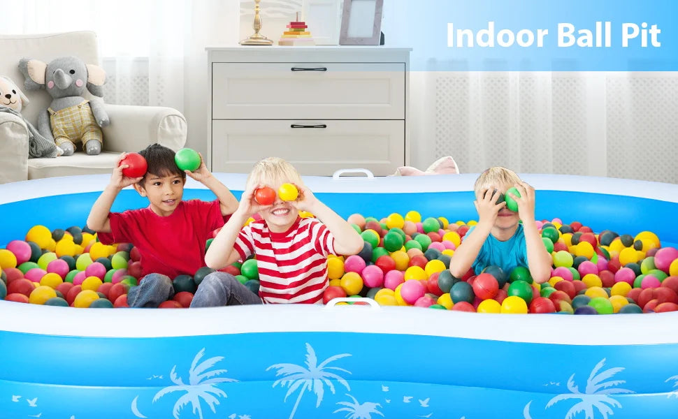 Large Inflatable Pool – Extra Durable with Seats & Handles for Outdoor Use