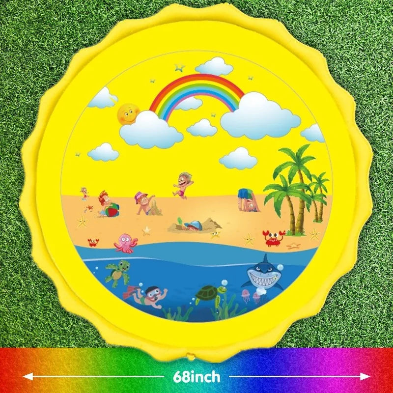 100/170CM Inflatable Water Spray Play Mat – Outdoor Splash Pad for Kids, Lawn & Beach Summer Fun
