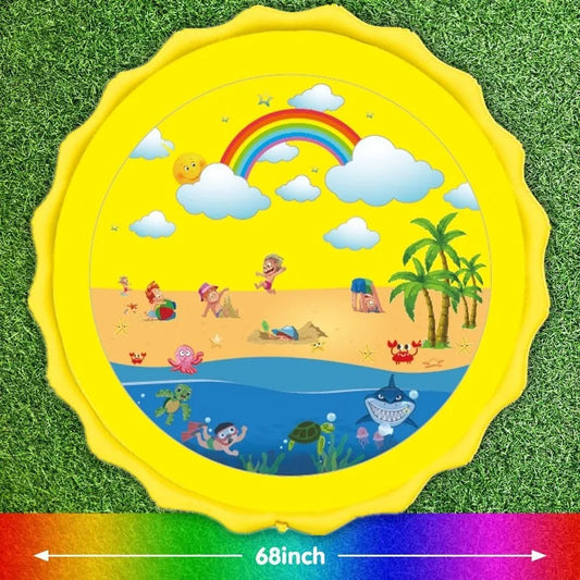 100/170CM Inflatable Water Spray Play Mat – Outdoor Splash Pad for Kids, Lawn & Beach Summer Fun